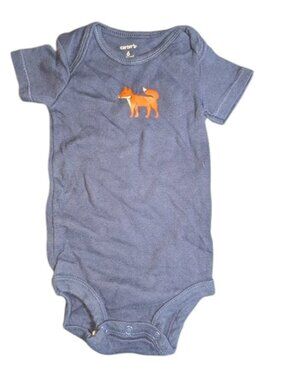 🐲3 FOR $9🦄 Carter's Short Sleeve Graphic Fox Unisex Boy Girl Onesie Bodysuit